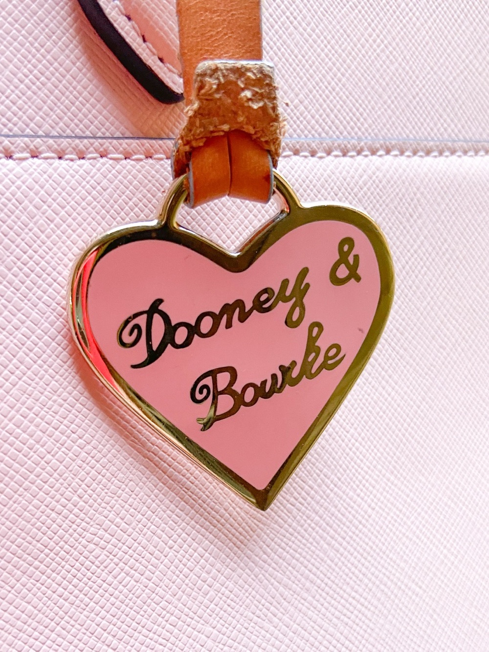 Dooney & Bourke Pink Enamel Heart Bag Charm Purse Hang Tag Fob Vintage McBling